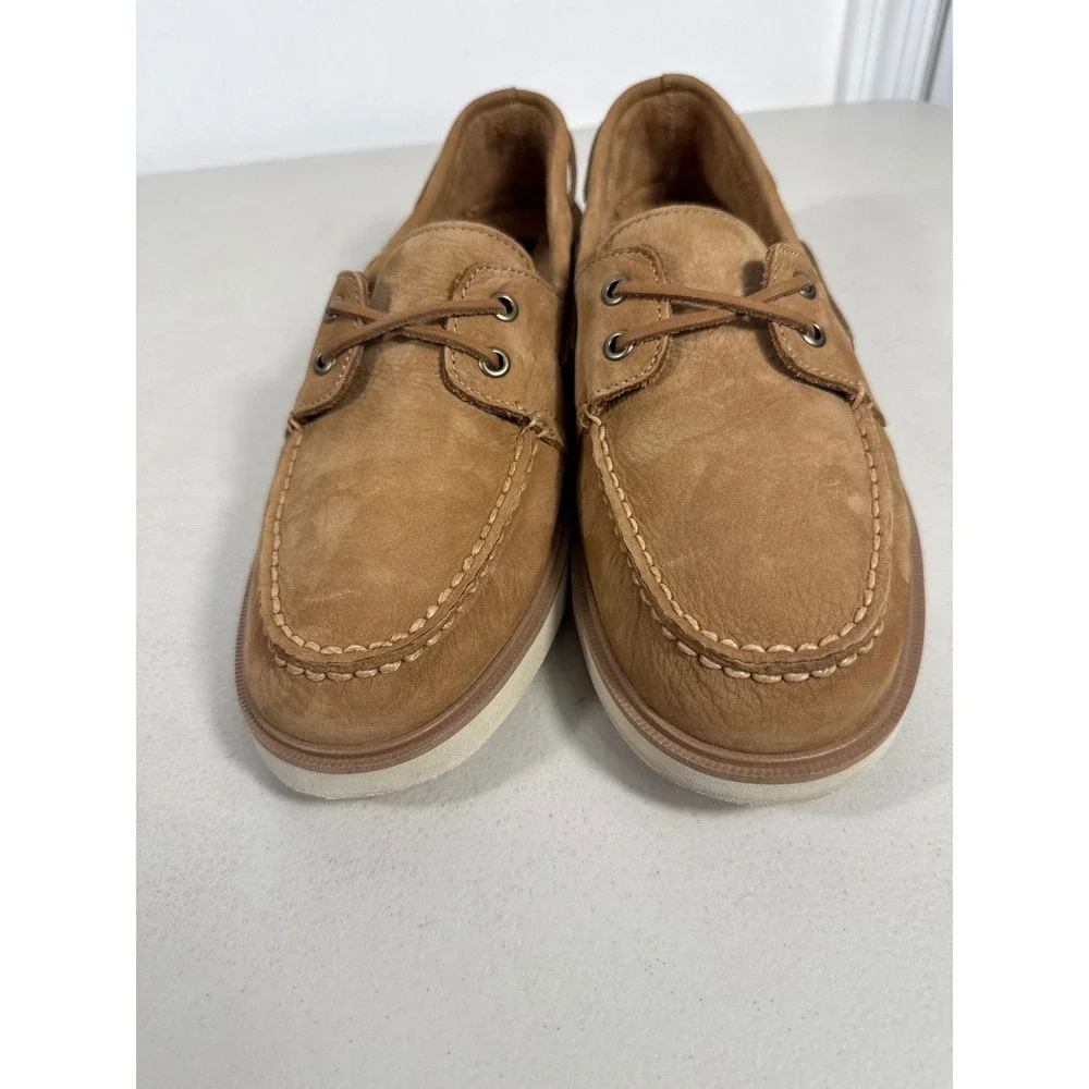 Sperry Top-Sider Mens Tan Leather Boat Shoes Moc Toe Loafers Cork Footbed. 10.5